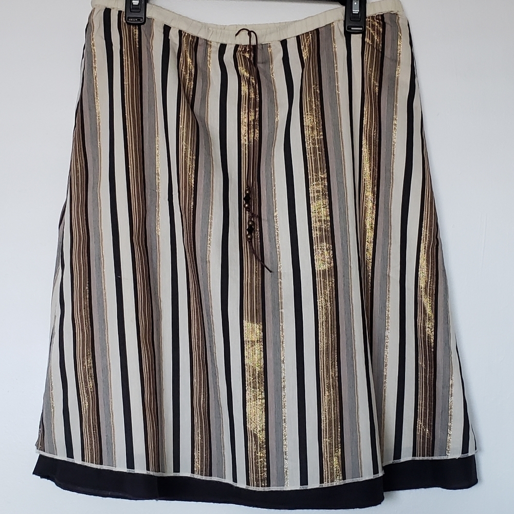 Old Navy Classic Striped Gold Thread Black  Lined Women's Skirt Size S